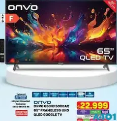 ONVO 65 İNÇ 65OVF5000AQ FRAMELESS UHD QLED GOOGLE TV AKILLI TELEVİZYON